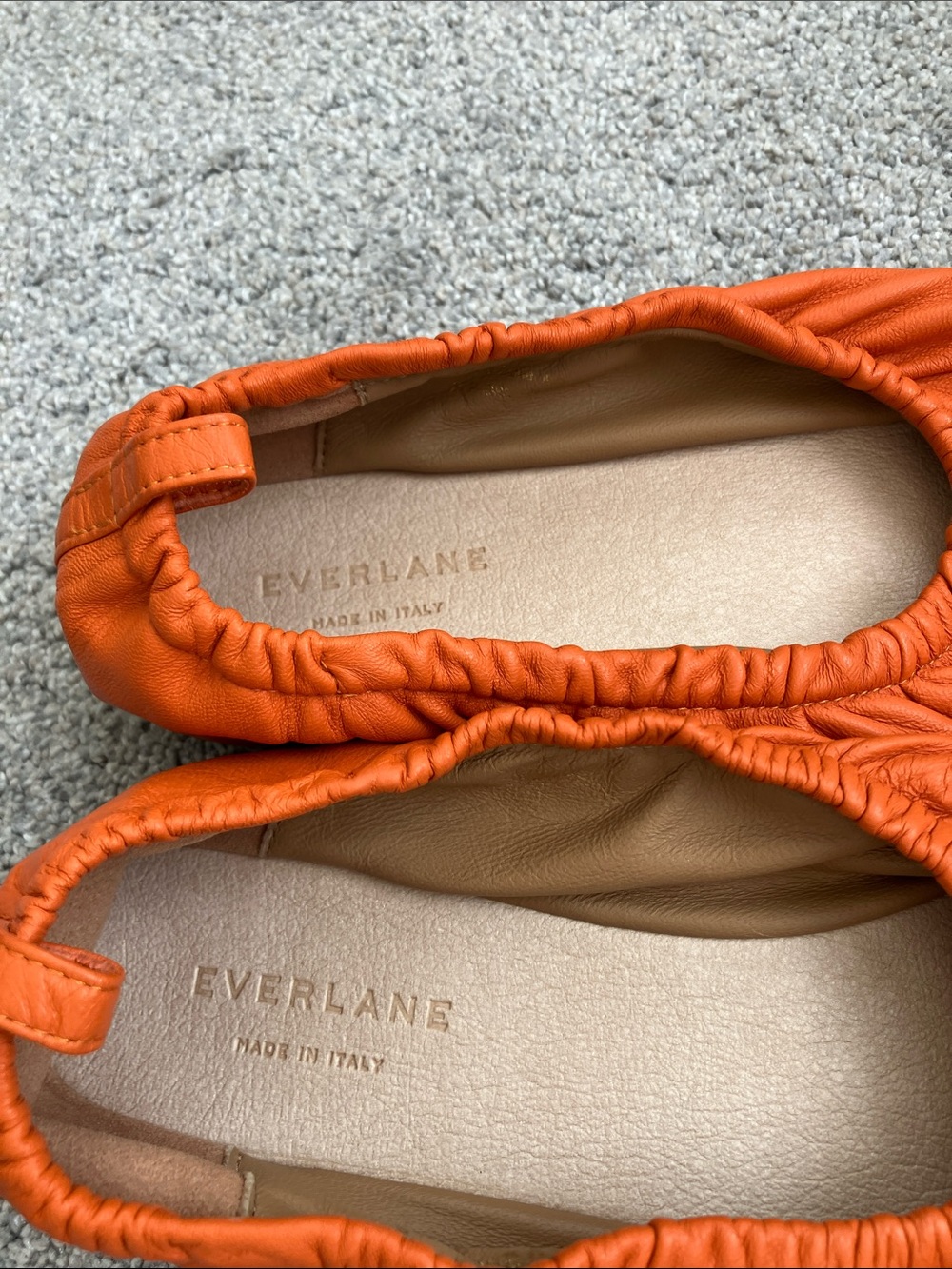 Fabulous Everlane Orange Leather Elastic Ballet Scrunch Flats - Picture 5 of 9